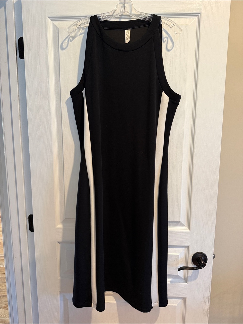 SPANX Black Sleeveless Dress with White Side Stripes